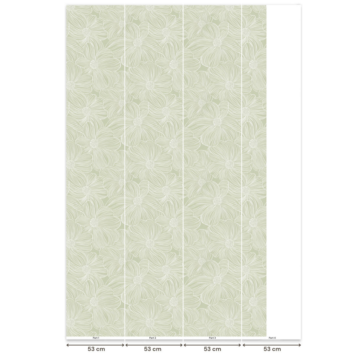 TAPETE - Gelassenheit - Blumen - Grün - 160x280 cm - Salbeigrün, Papier (160/280cm) - OnlyWow