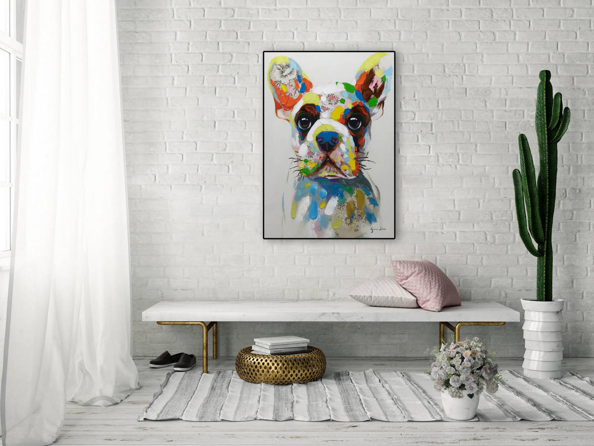 OLEJOMAĽBA 70/100 cm, Zvieratá - biela, drevo/textil (70/100cm) - KUNSTLOFT