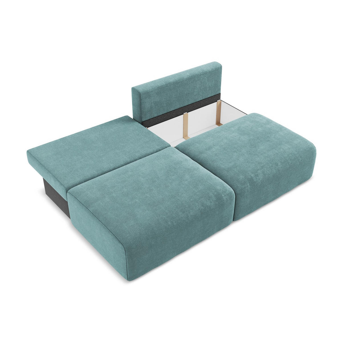3-SITZER SOFA mit Schlaffunktion Chenille Stoff Blau - Blau/Beige, Kunststoff/Textil (216/79/102cm) - LaMiaSofa