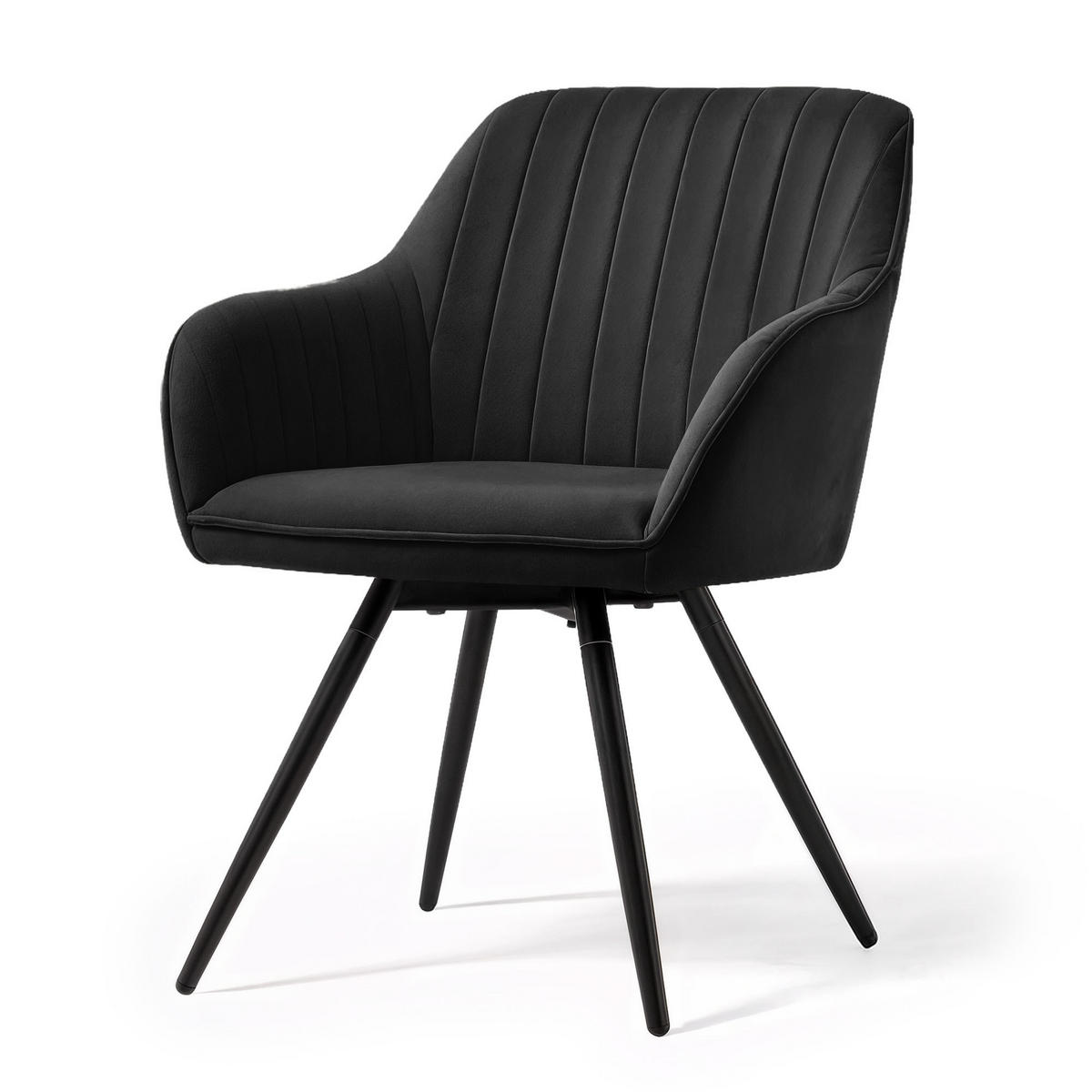 OTOČNÁ STOLIČKA, sada 4 ks, čierna 55/83/58 - čierna, textil (55/83/58cm) - RAUMHIRSCH FURNITURE