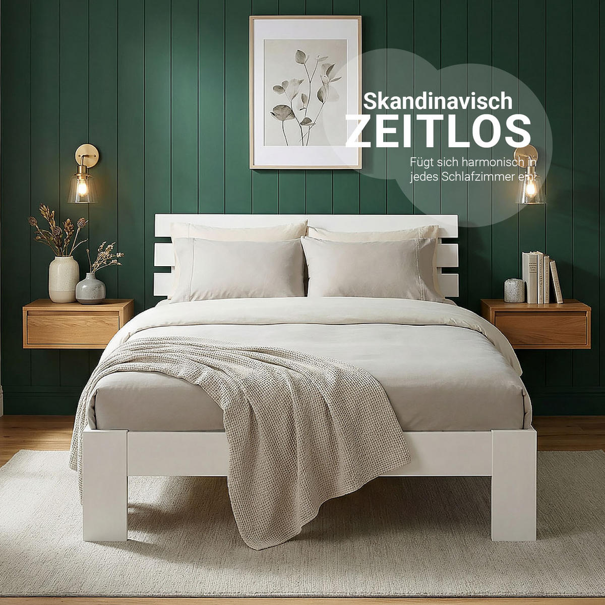 HOLZBETT Weiß 120/200 cm Doppelbett mit Lattenrost - Weiß, Holz (120/200cm) - Homestyle4u