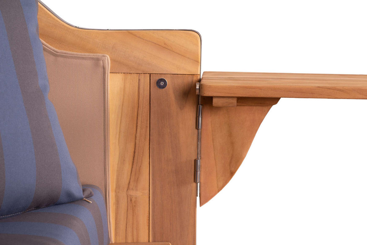 STRANDKORB Baltikum Teak 2,5 Sitzer - Braun/Grau, Holz/Metall (142/170/95cm) - Mr. Deko