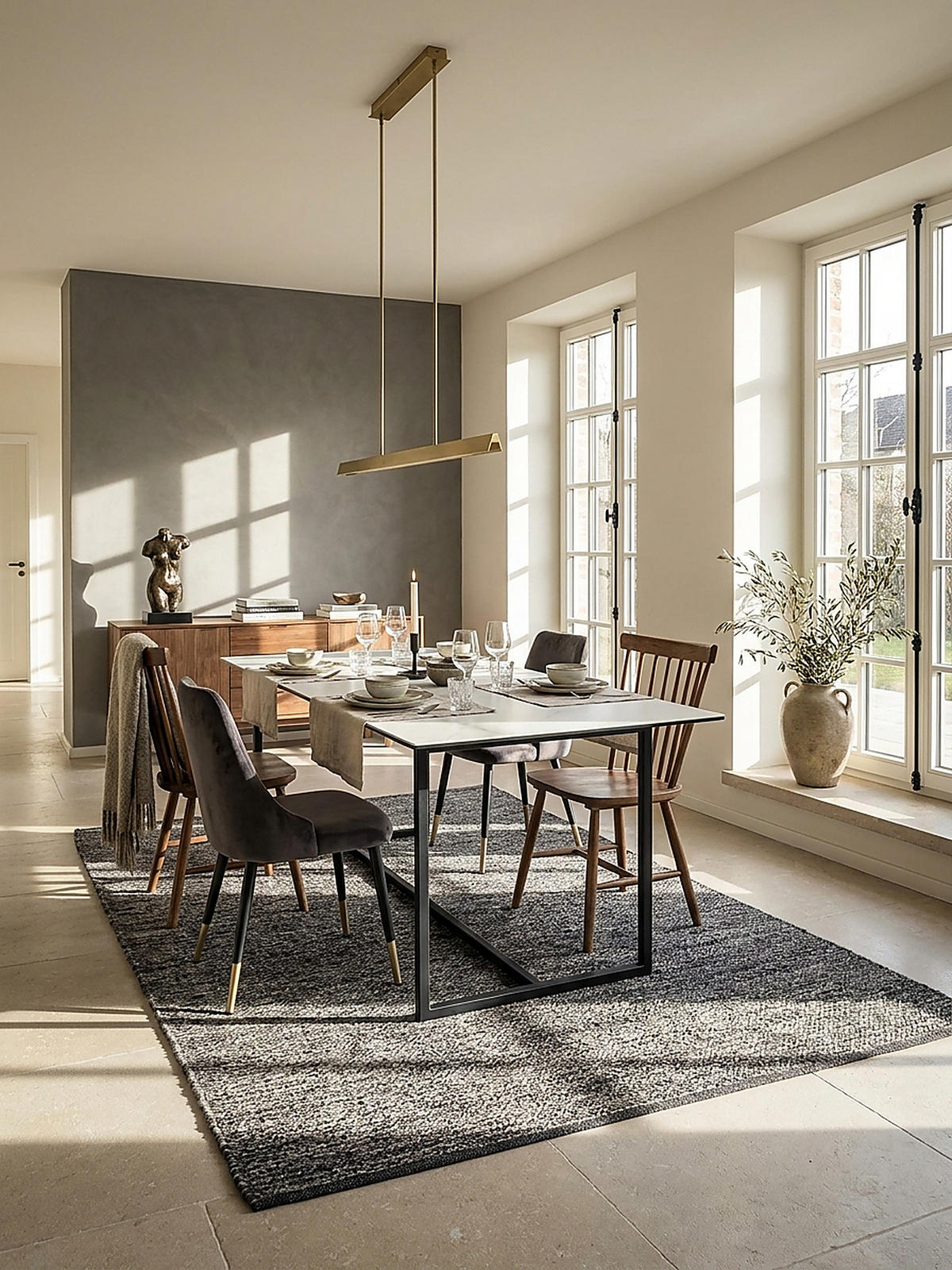 ESSTISCH Glas Keramik Marmoroptik Designer 180x90 ARCTIC, Weiß-Schwarz 180x90x76 cm - Schwarz/Weiß, Glas/Metall (90/180/76cm) - KADIMA DESIGN