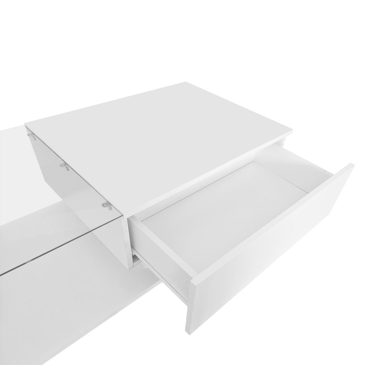 COUCHTISCH 100/50/32 cm weiß mit Glasplatte und LED-Beleuchtung - Weiß, Holzwerkstoff (100/50/32cm) - OKWISH