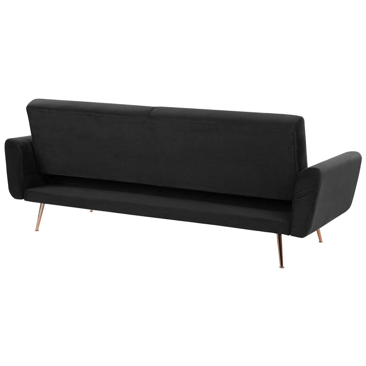 3-SITZER-SCHLAFSOFA Samtstoff Schwarz Eina - Schwarz, Textil (210/86/81cm) - Beliani