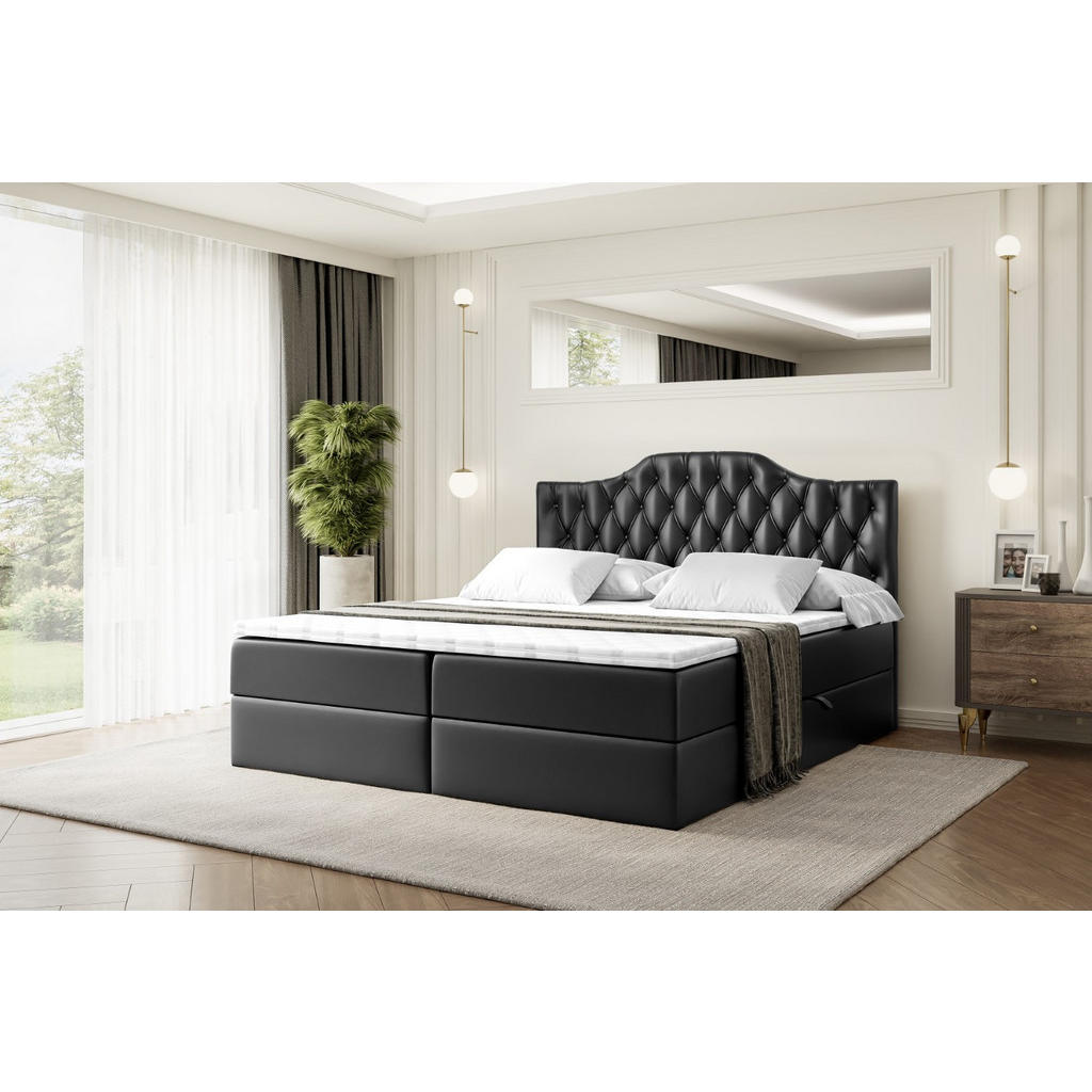 Thumbnail - Altdecor Boxbett, Schwarz Hochglanz, Holzwerkstoff, Höhe ca. 20 cm, 180x200 cm, Schlafzimmer, Betten, Boxspringbetten