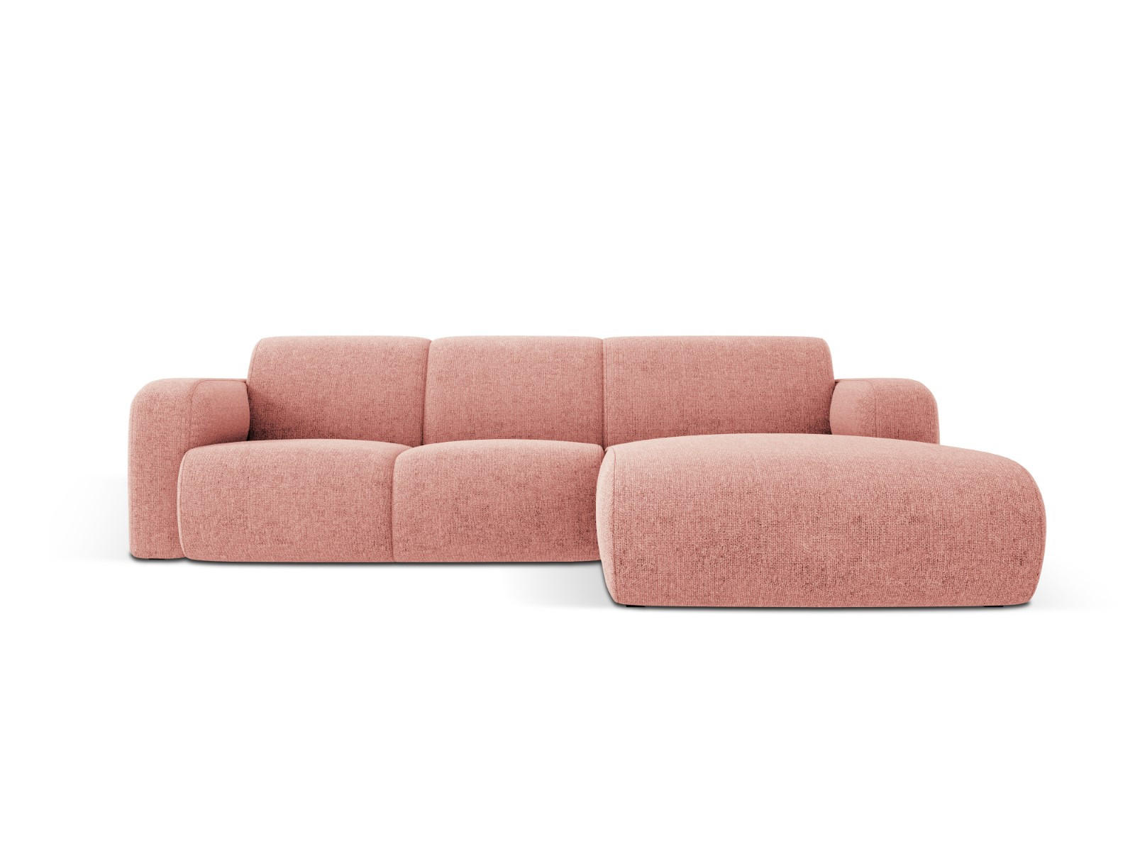 ECKSOFA rechts Molino aus Chenille-Stoff rosa 4 Sitzplätze - Pink, Textil (170/250cm) - Micadoni