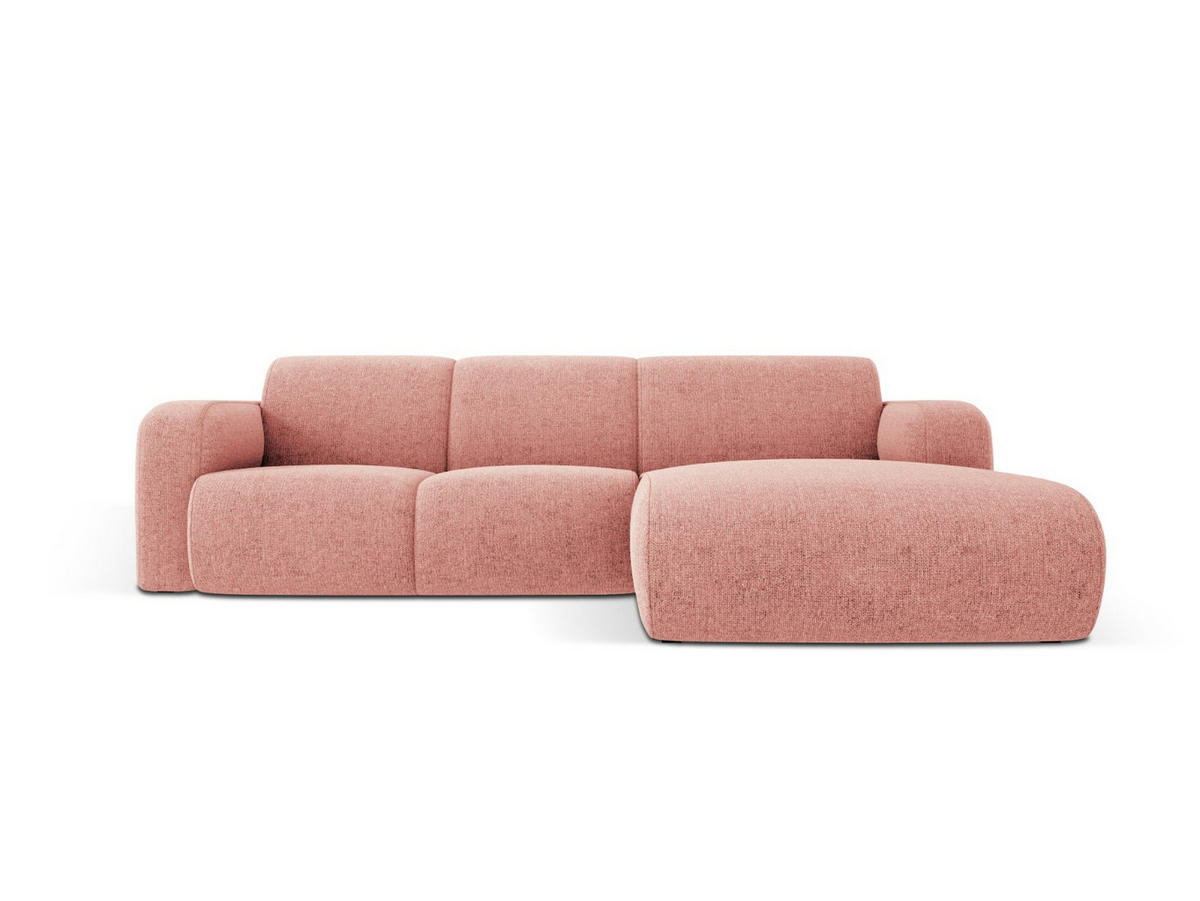 ECKSOFA rechts Molino aus Chenille-Stoff rosa 4 Sitzplätze - Pink, Textil (170/250cm) - Micadoni