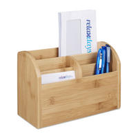 SCHREIBTISCH-ORGANIZER - Hellbraun, Holz (10/22/15cm) - Relaxdays