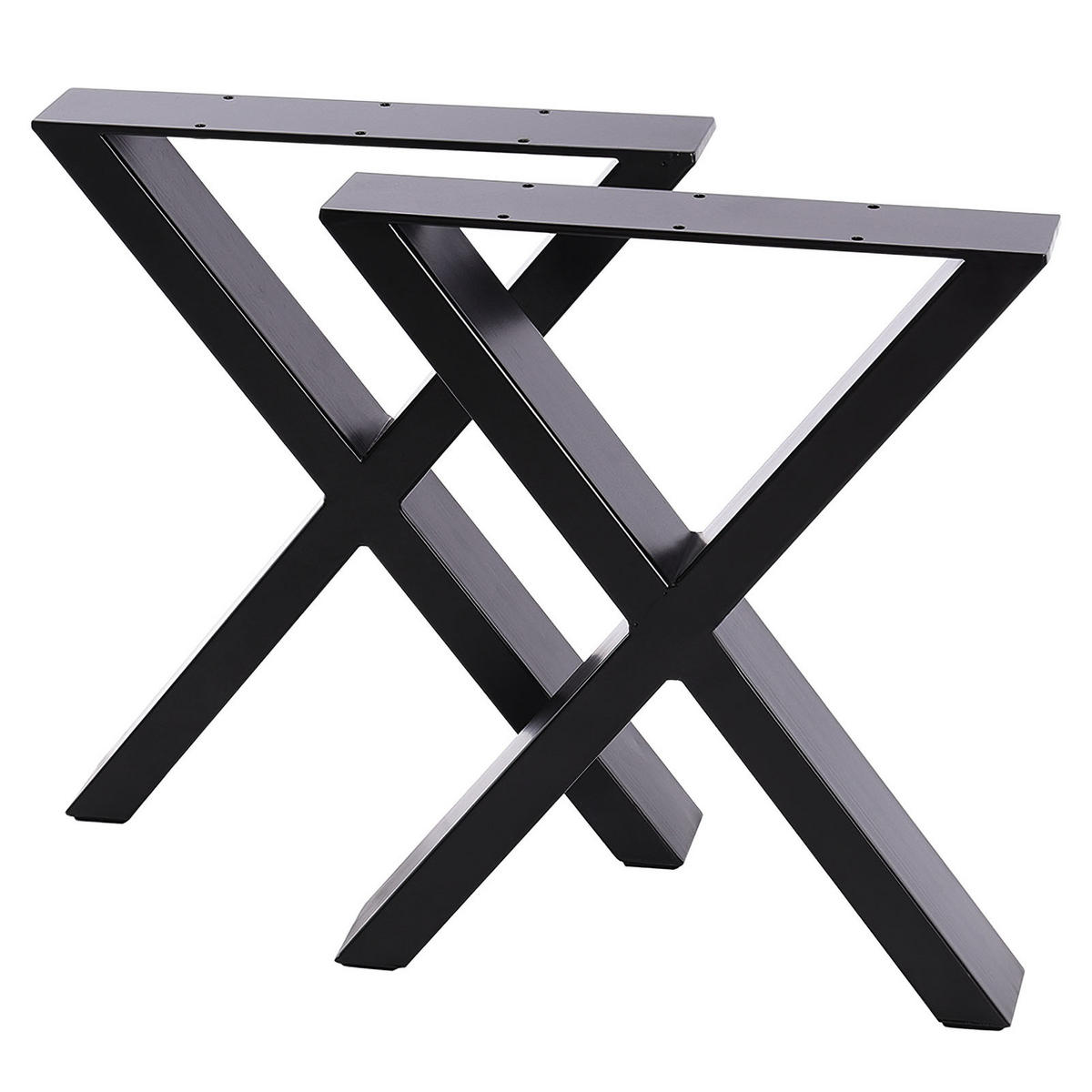 TISCHBEINE 2-tlg Set X-förmige aus Eisen in Schwarz 71-cm hohe 50 x 7 x 71 cm - Schwarz, Metall (50/71/7cm) - Livingandhome