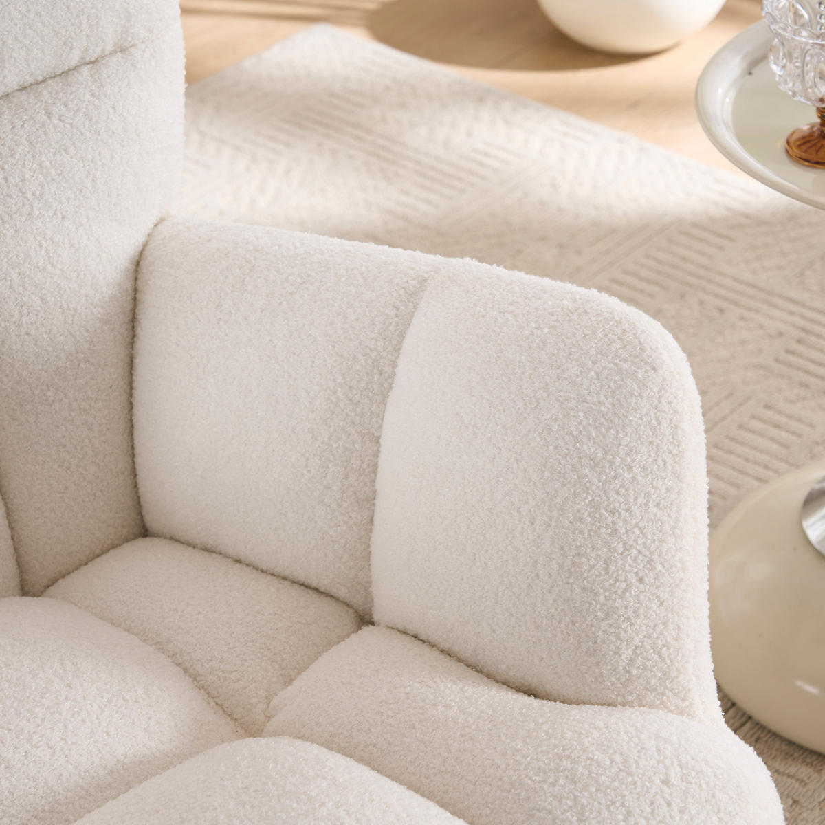 SCHAUKELSTUHL 73/92/94 cm Weiß mit Massivholzrahmen für Wohnzimmer Schlafzimmer Balkon - Weiß, Textil (92/94/73cm) - OKWISH