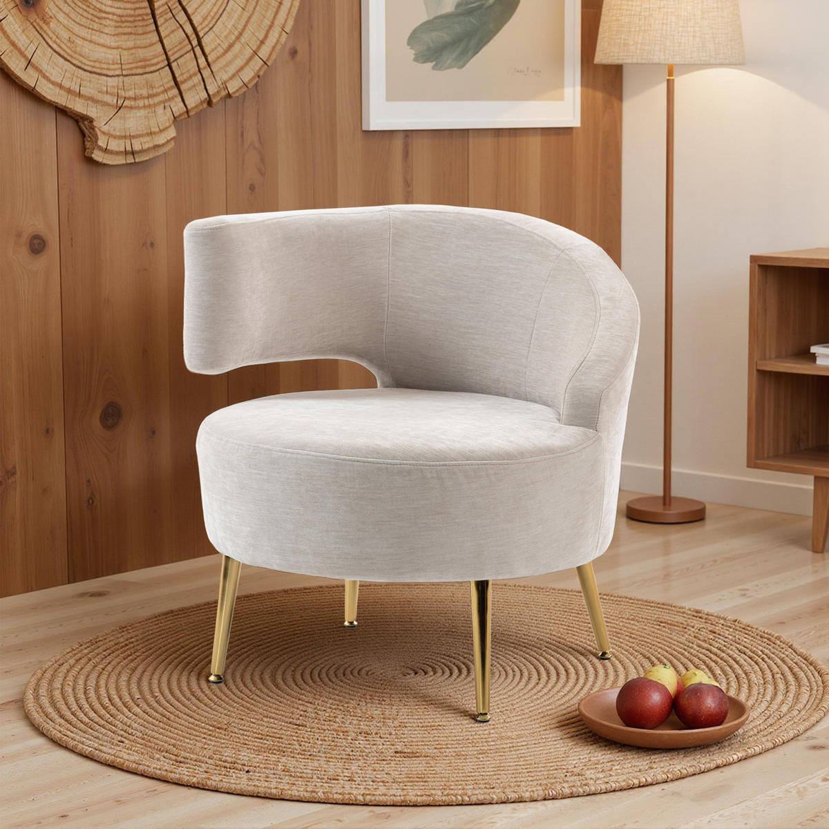 ARMLEHNSTUHL Creme 69.0/65.0/67.0 cm - Creme, Textil (65/67/69cm)