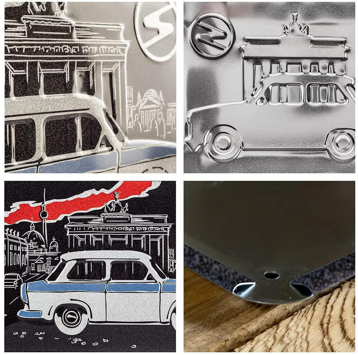 BLECHSCHILD 20/30 cm Berlin Trabant Berlin Black - Multicolor, Metall (30/20/0.2cm) - Nostalgic-Art