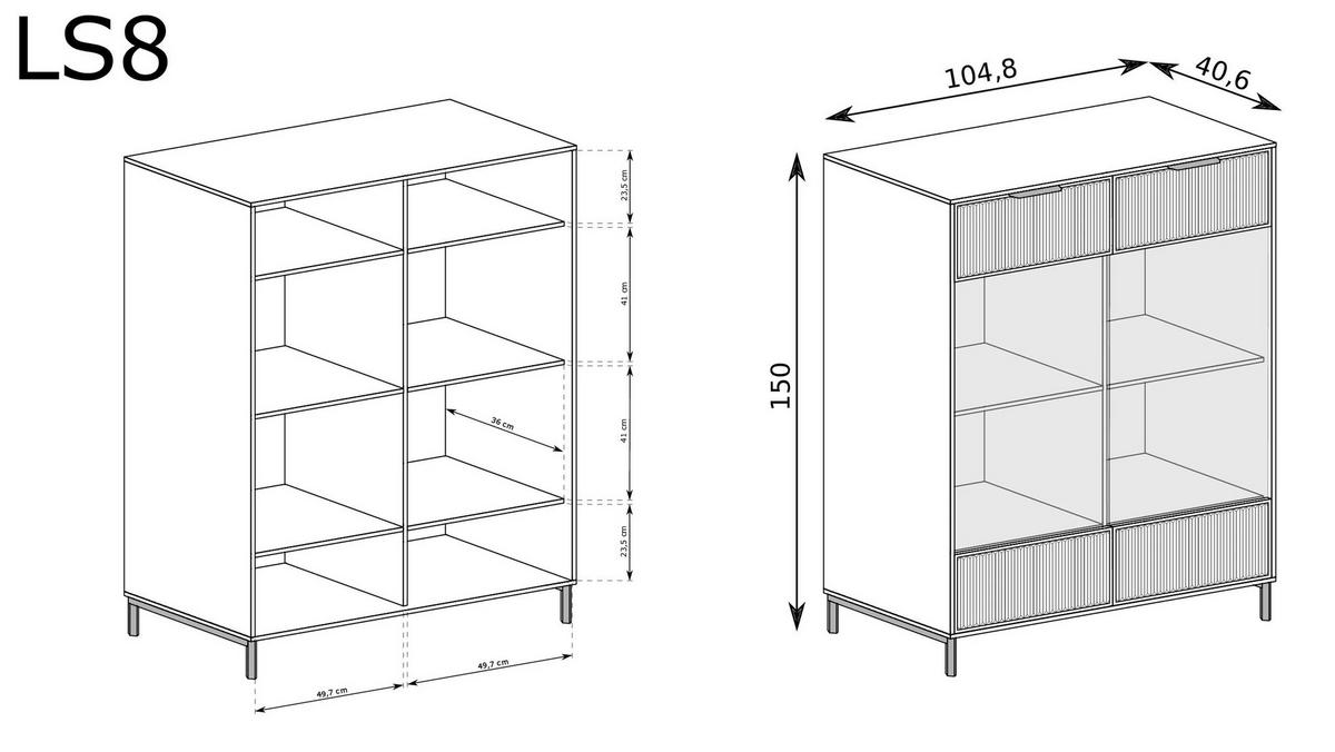 VITRINESCHRANK LINKA STYLES LS-08 - Dunkelblau, Holzwerkstoff (105/150/41cm) - Meblini