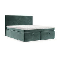 BOXBETT Zalla 160/200 cm Türkis im Kronos Stoff - Türkis/Schwarz, Holz/Holzwerkstoff (160/200cm) - AltaBeds