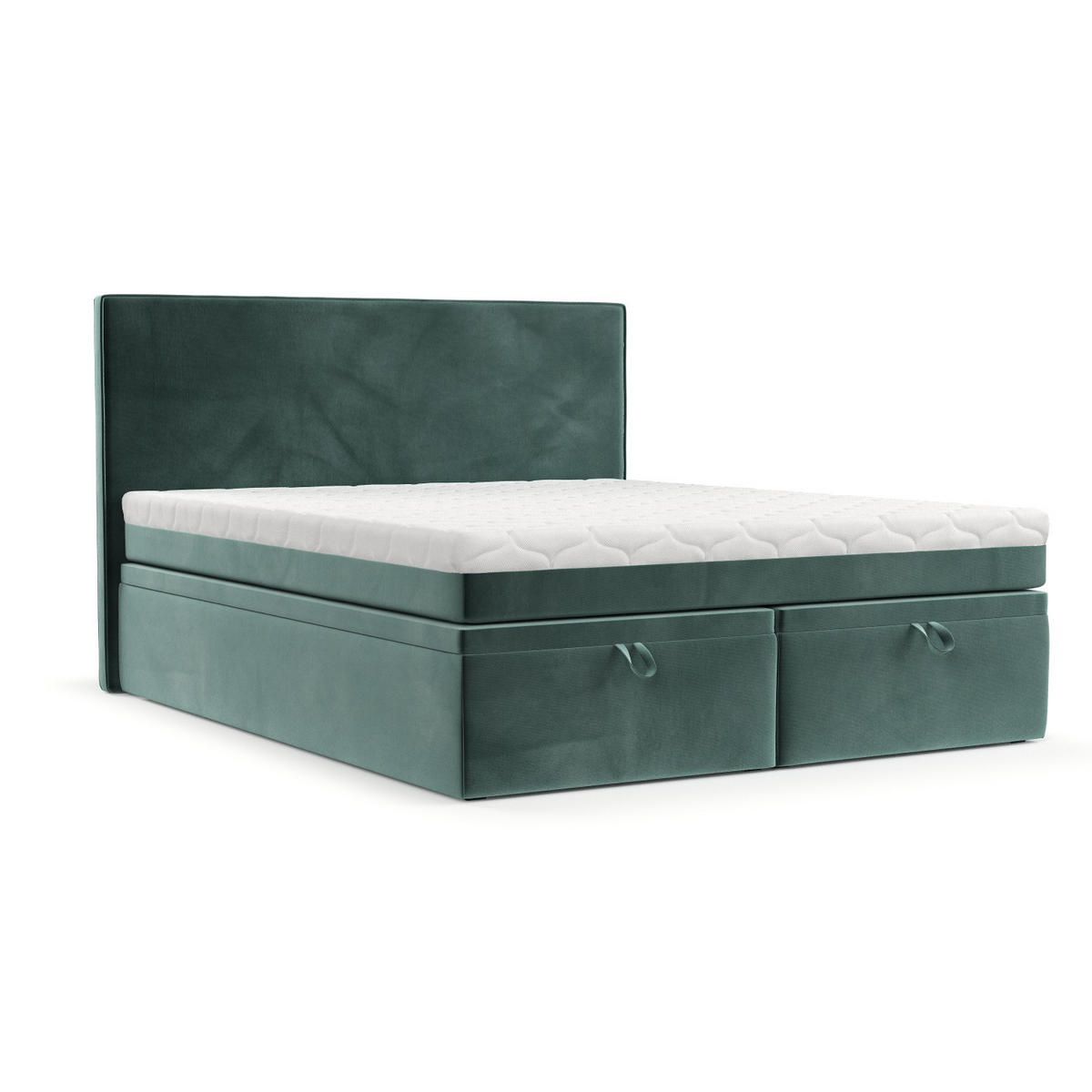 BOXBETT Zalla 160/200 cm Türkis im Kronos Stoff - Türkis/Schwarz, Holz/Holzwerkstoff (160/200cm) - AltaBeds