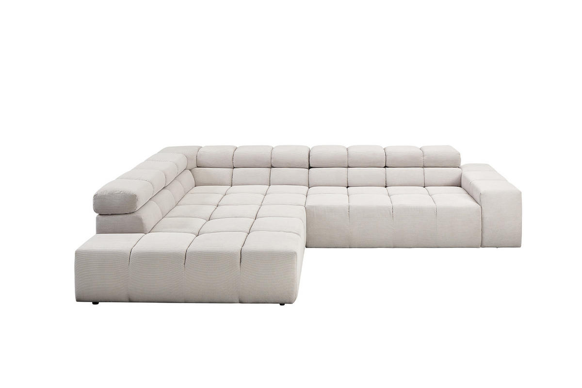 ECKSOFA NEVADA Silber Cord - Silberfarben/Schwarz, Kunststoff/Textil (319/215cm) - KAWOLA