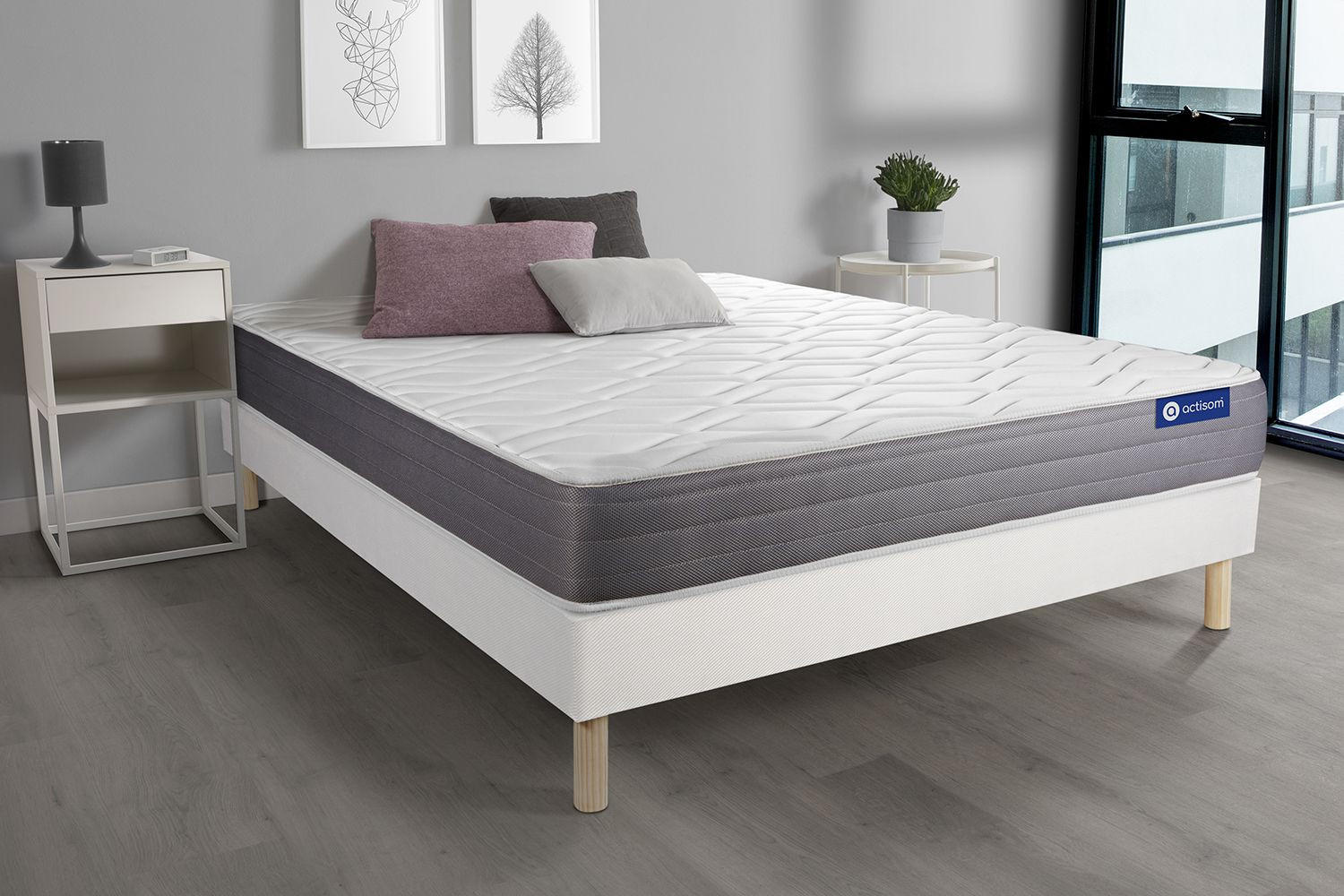 BETT Actimemo dream Memory-Schaum 180 x 220 cm h2 - Kit Bettgestell Weiß - Beige/Weiß, Holz (180/220cm) - ACTISOM