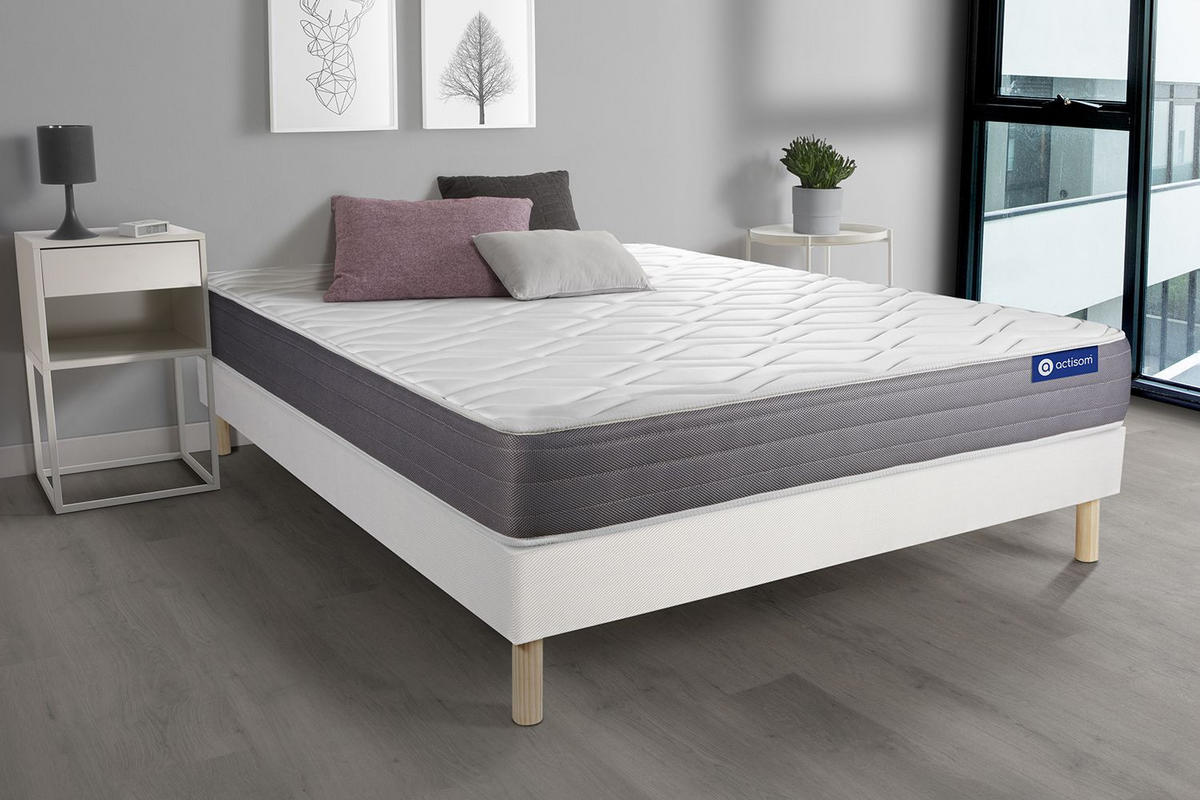 BETT Actimemo dream Memory-Schaum 180 x 220 cm h2 - Kit Bettgestell Weiß - Beige/Weiß, Holz (180/220cm) - ACTISOM