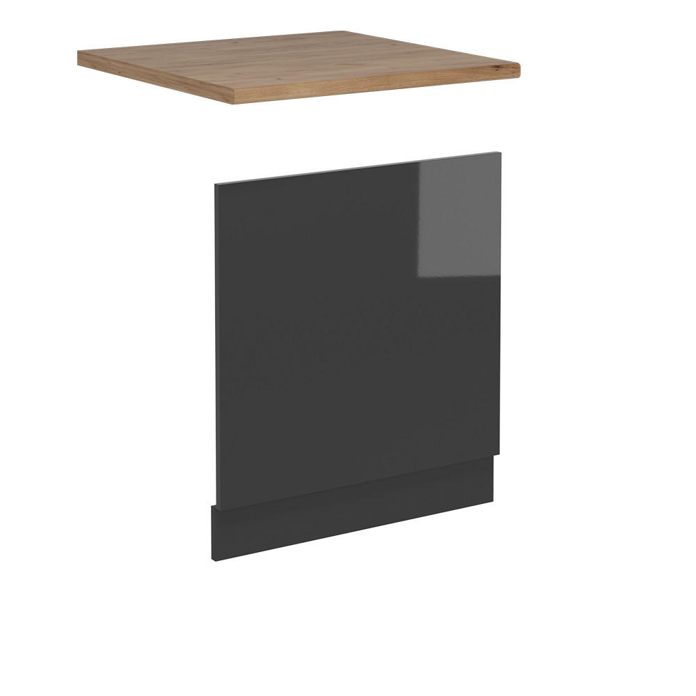 FRONTBLENDE R-Line Anthrazit Hochglanz 60 cm , AP Eiche - Schwarz Hochglanz/Anthrazit, Holzwerkstoff (60/57.2/1.6cm) - Vicco