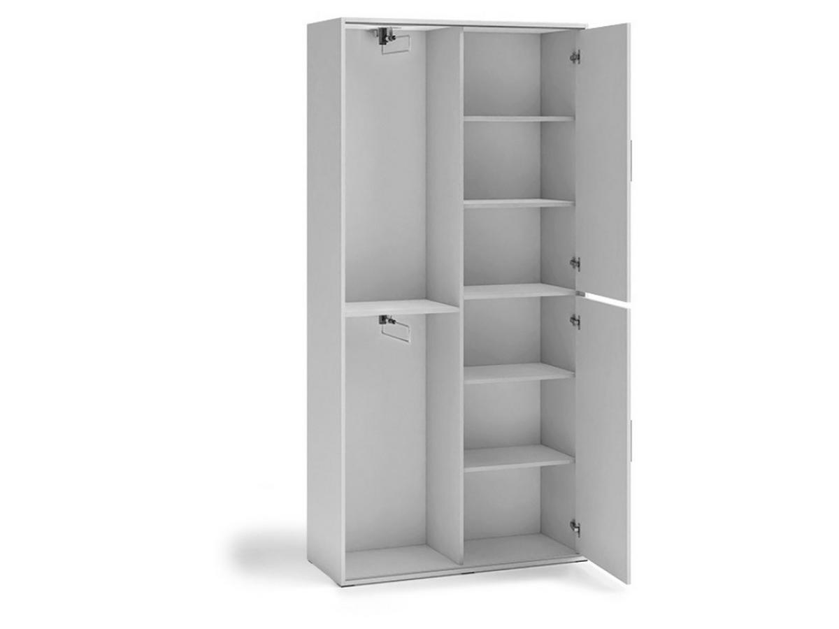 GARDEROBENSCHRANK Vanessa II 100 cm mit Spiegel, weiß - Weiß, Kunststoff (100/205/40cm) - Margaret Hadas24