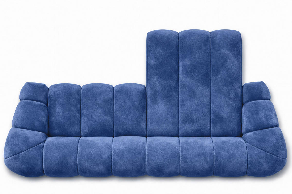 ECKSOFA Modulare L-Form, Veloursstoff Bluvel, Tintenblau, Rechts, CROISSANT L - Blau, Holz (305/190cm) - Kaiser Möbel