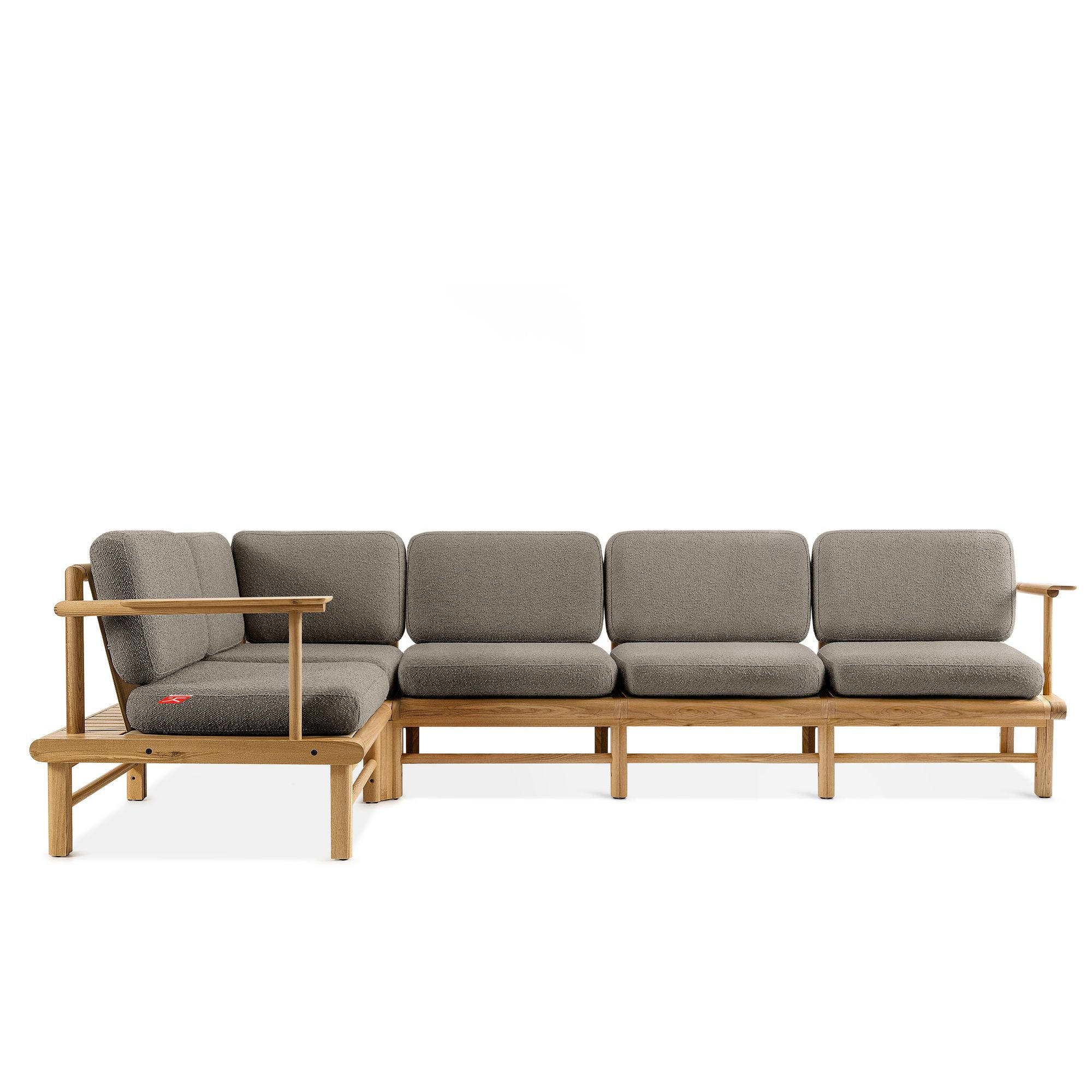 LOUNGESOFA ATREDA links - Grau, Holz/Textil (300/80/160cm) - KONSIMO®