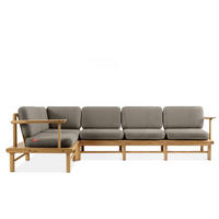 LOUNGESOFA ATREDA links - Grau, Holz/Textil (300/80/160cm) - KONSIMO®