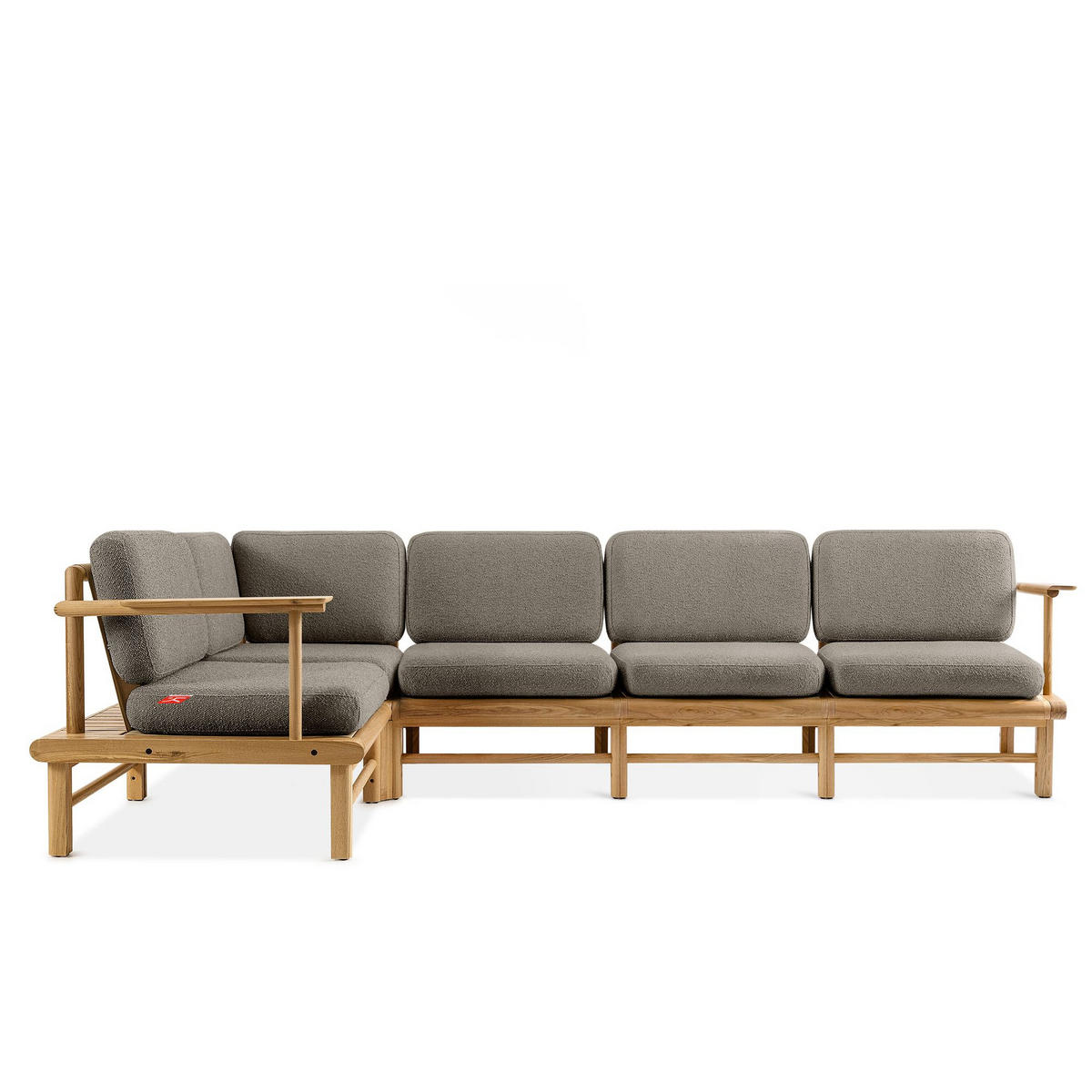LOUNGESOFA ATREDA links - Grau, Holz/Textil (300/80/160cm) - KONSIMO®