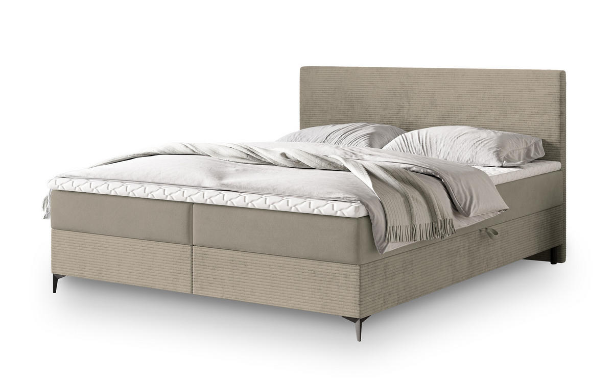 POSTEL BOXSPRING TORREL 160x200 cm, s matrací a úložným prostorem, béžová - béžová, kov/kompozitní dřevo (160/200cm) - MASSENO