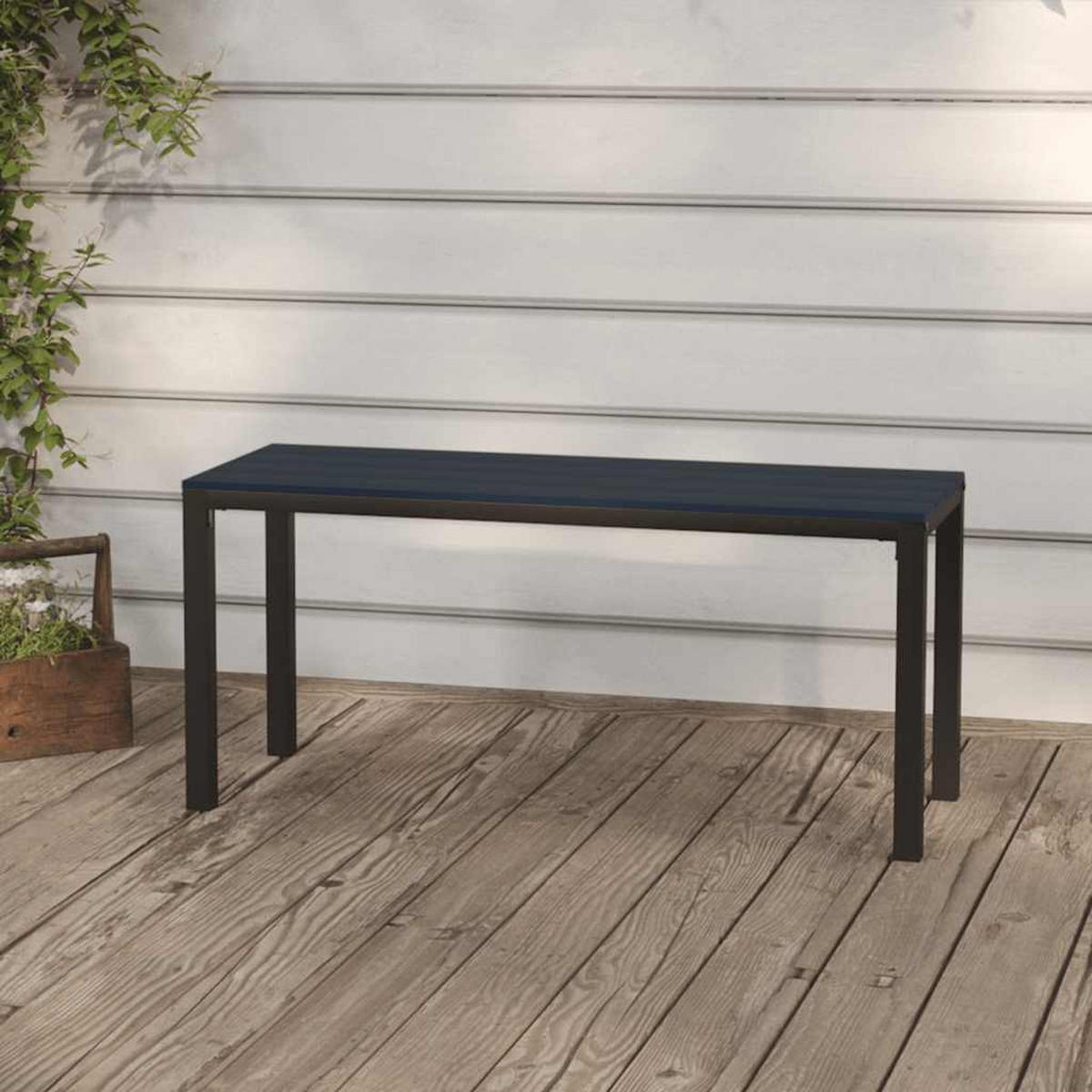 GARTENBANK 110 Cm Stahl Und Wpc Schwarz - Schwarz, Metall (110/45/39cm) - vidaXL