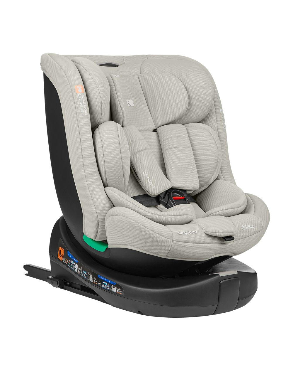 KINDERSITZ i-Round i-Size hellgrau (40-150cm) Isofix, 360-Grad-Drehung, Gurt - Hellgrau, Textil (45/60/51cm) - Kikka boo