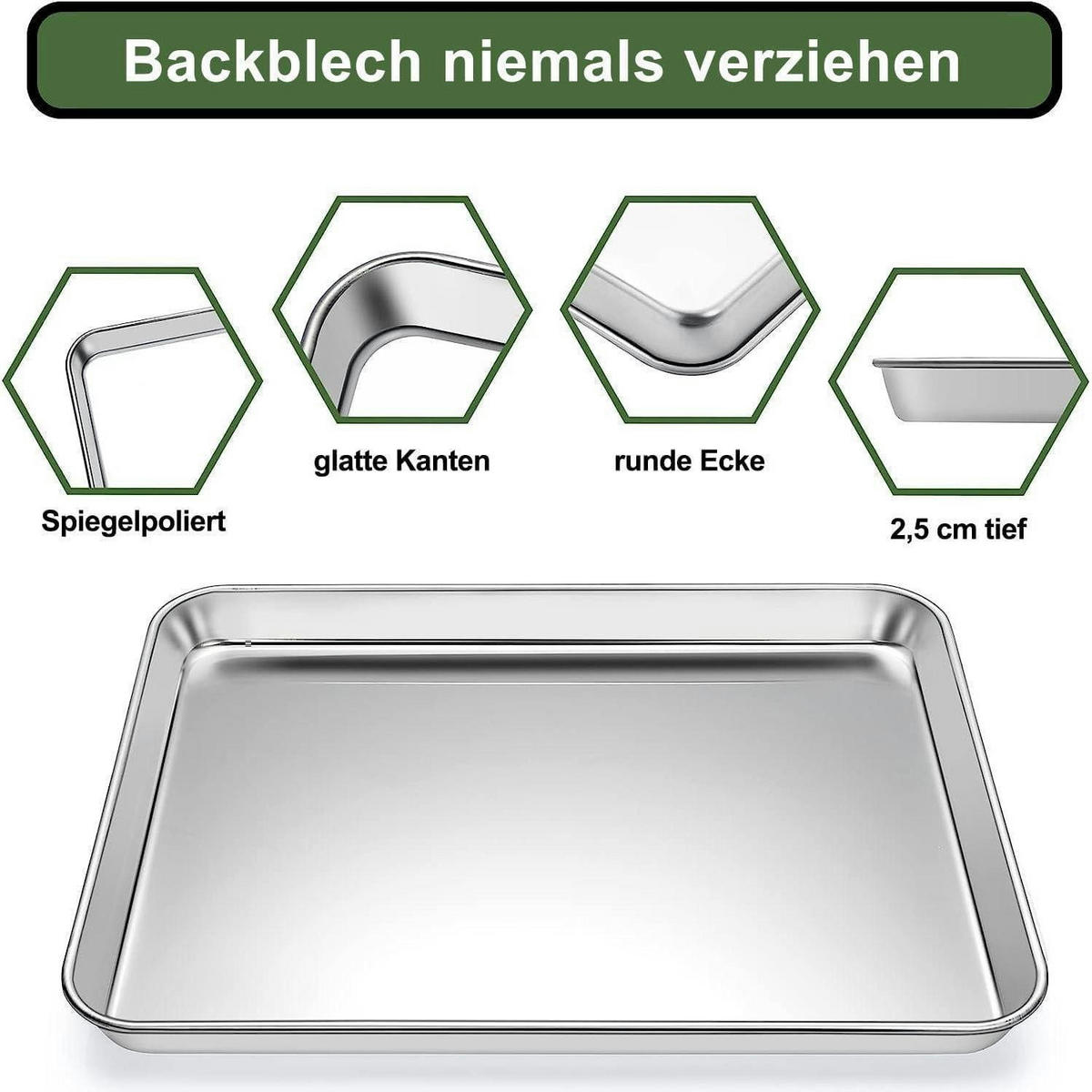 BACKBLECH 2-teiliges Set Edelstahl 40 x 30 cm - Silberfarben, Metall (30/2.5/40cm)