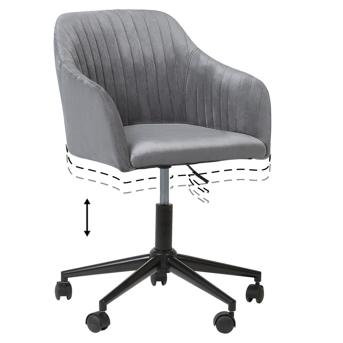 BÜRODREHSTUHL Polyester Grau Venice - Grau, Kunststoff/Textil (45/89/64cm) - Beliani