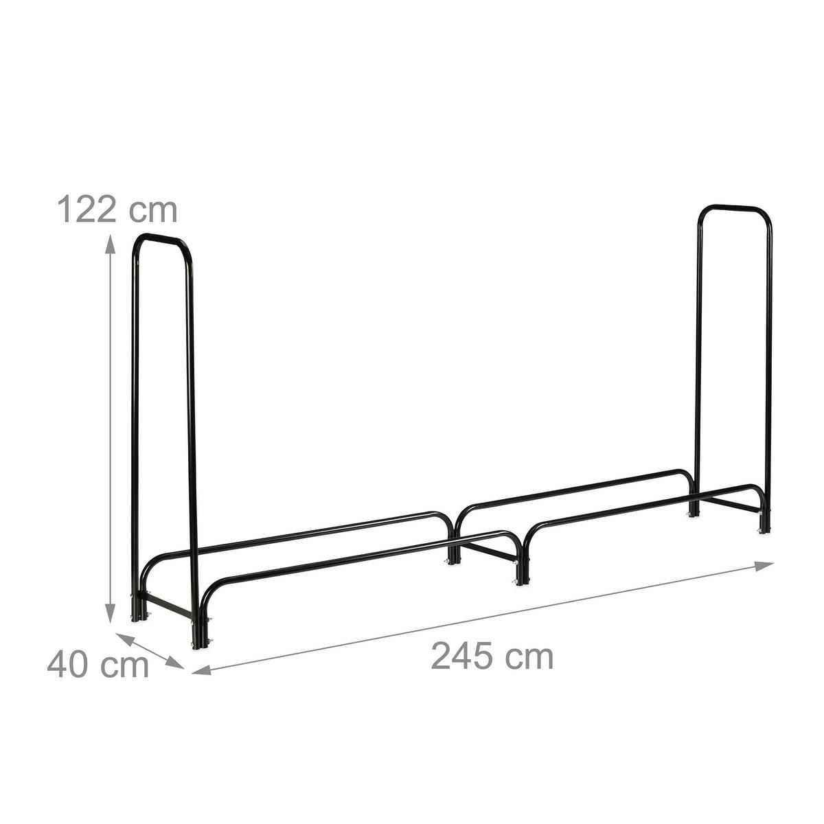 KAMINHOLZREGAL - Schwarz, Metall (245/122/40cm) - Relaxdays