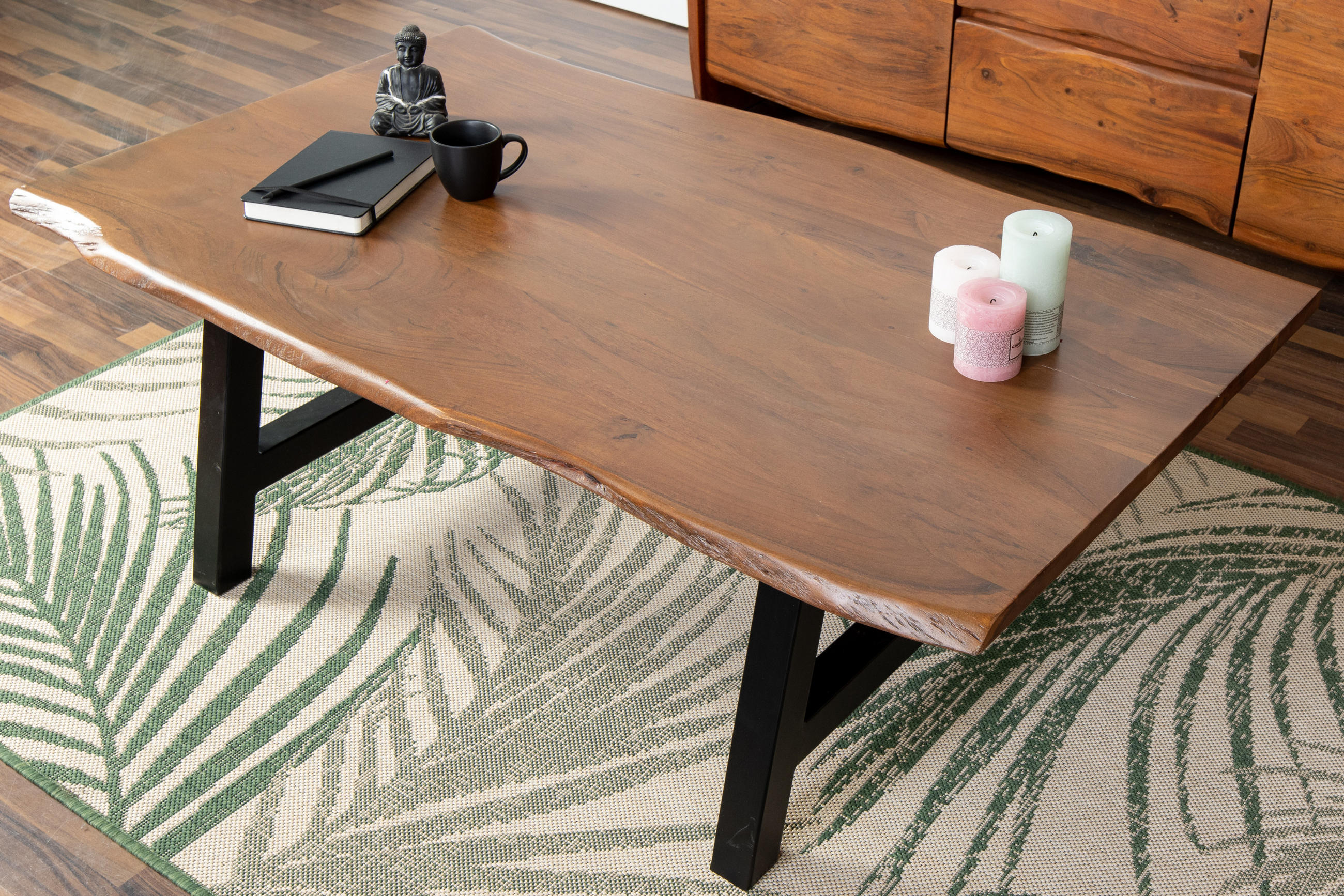 COUCHTISCH A-GESTELL - Schwarz/Braun, Holz/Metall (80/120/40cm) - SAM