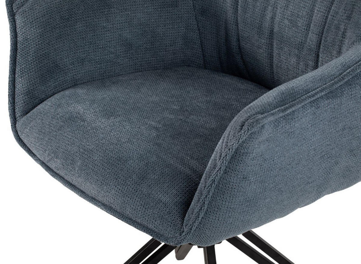 DININGSESSEL Ginosa - drehbar - blau - Blau/Schwarz, Textil/Metall (62/90/66cm) - bene living