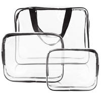 KULTURTASCHE Transparente Set 3-teilig - Transparent, Kunststoff (14/18/4cm) - KRUMAD
