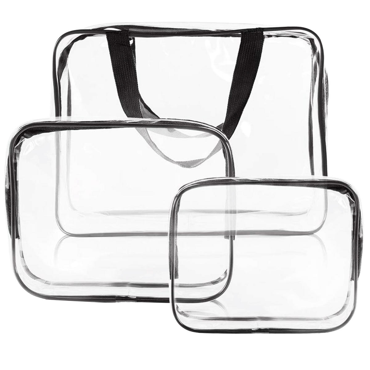 KULTURTASCHE Transparente Set 3-teilig - Transparent, Kunststoff (14/18/4cm) - KRUMAD