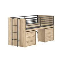 HALBHOCHBETT 90x200 Keelia Eiche mit Schreibtisch Stauraum - Eichefarben, Kunststoff (90/200cm) - 58aufmkessel