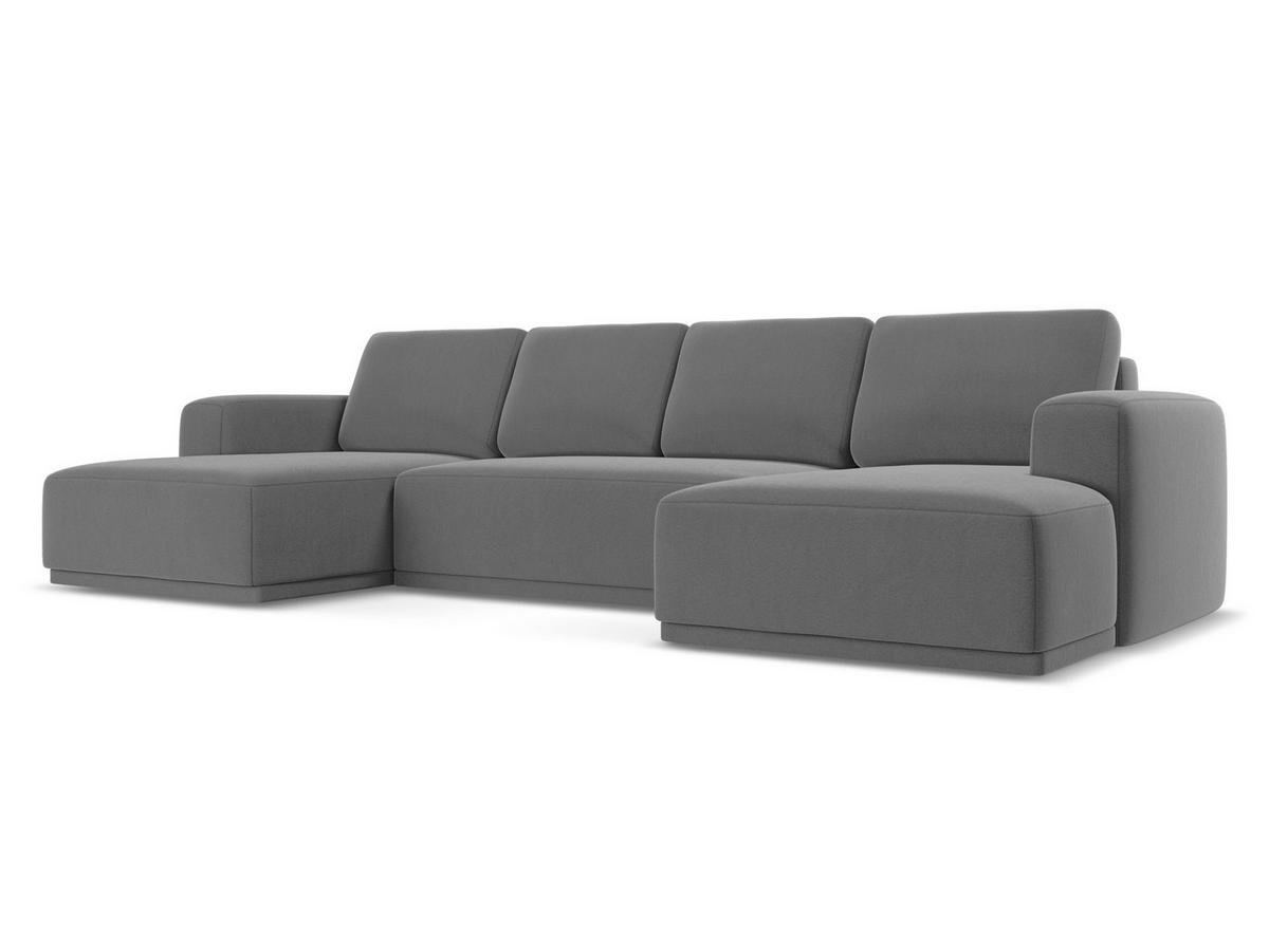 WOHNLANDSCHAFT Samt Stoff Grau - Schwarz/Grau, Kunststoff/Textil (333/91/160cm) - Makamii
