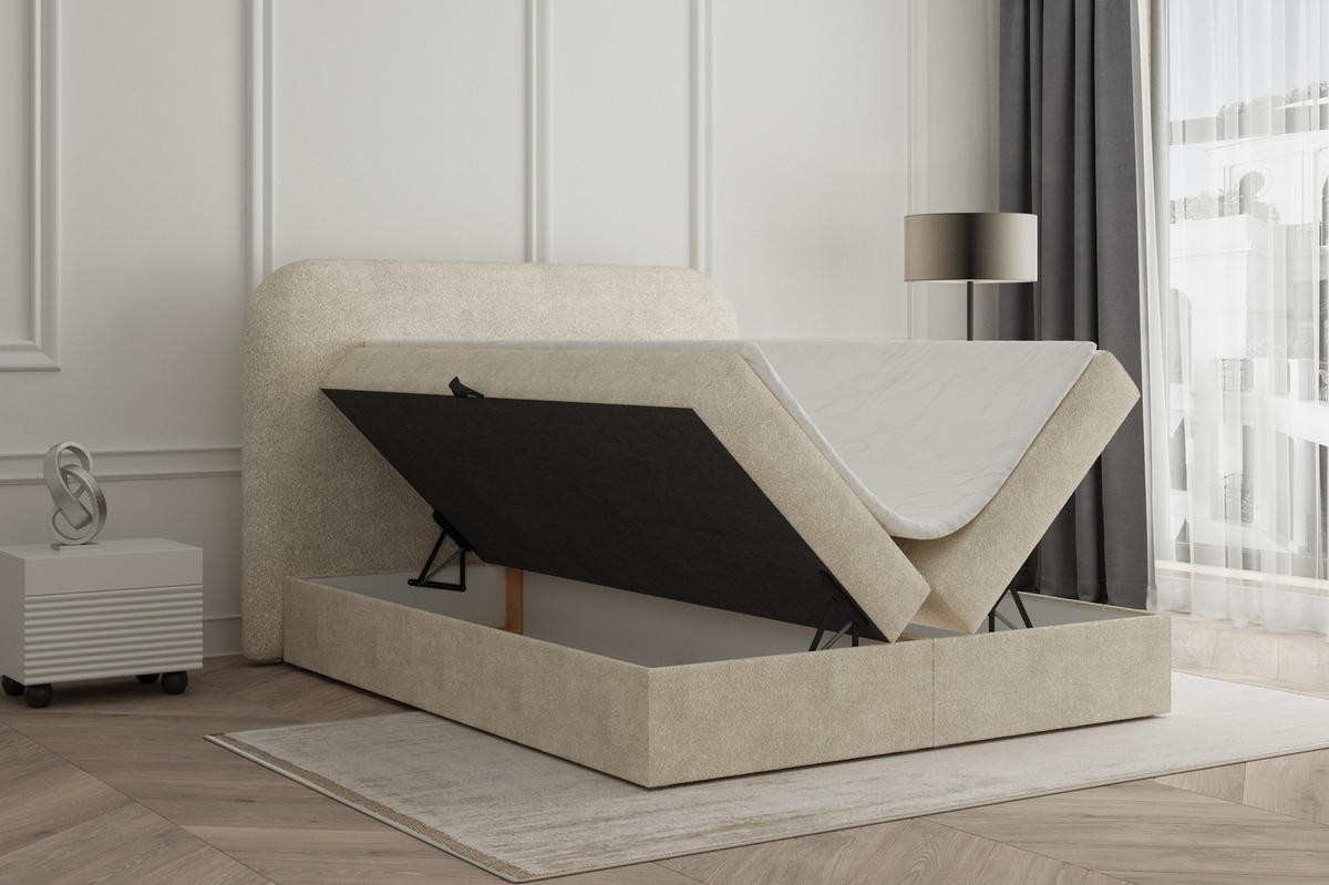 BOXBETT 140x200 - 07 Anthology 3 - Beige - Beige, Holzwerkstoff (140/200cm) - Möblo