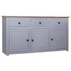 SIDEBOARD mit 3 Schubladen, 135/40/80 cm, aus Kiefernholz Panama, in Grau - Schwarz/Grau, Holz (135/80/40cm) - vidaXL