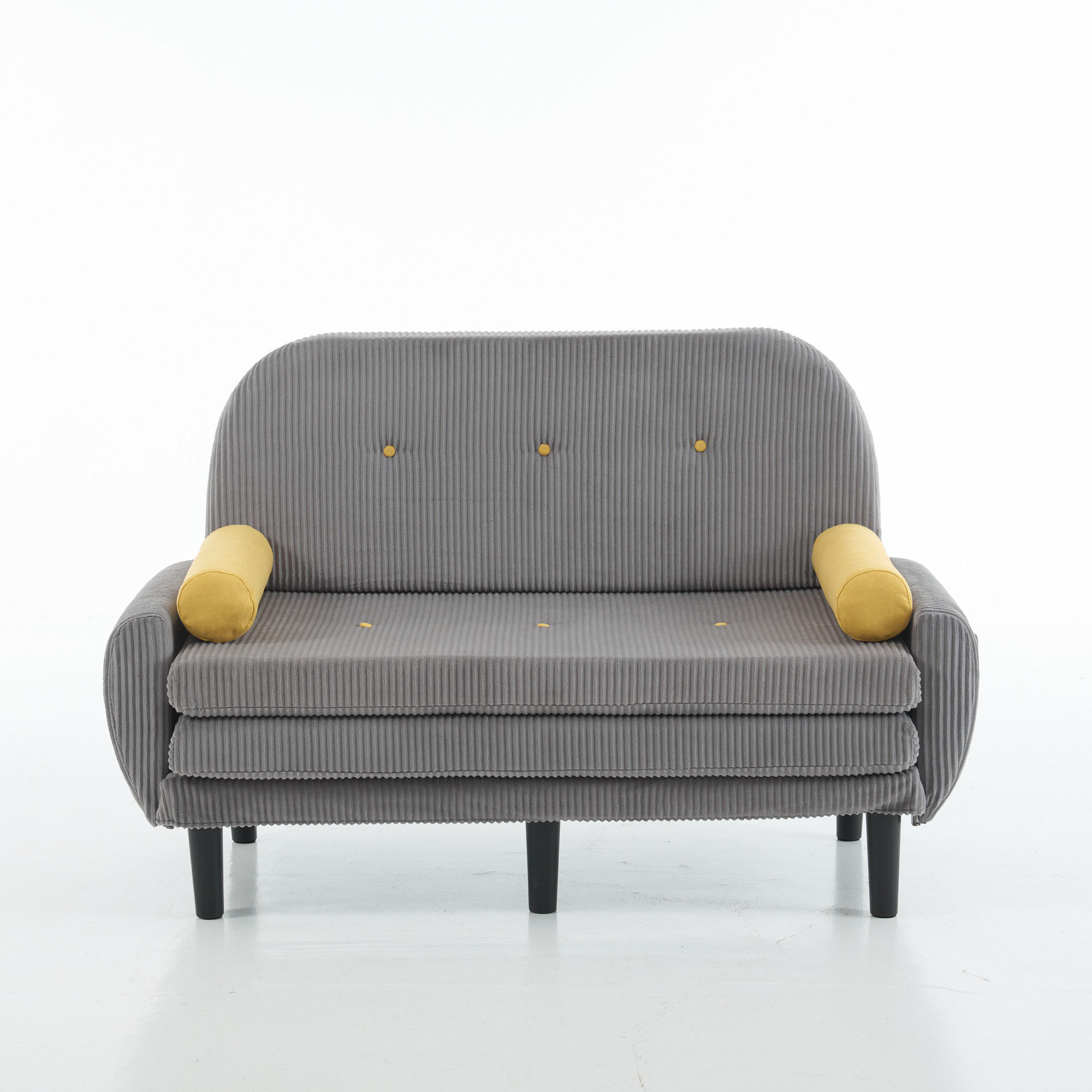 2-SITZER SCHLAFSOFA Cord Grau mit verstellbarer Rückenlehne und 2 Kissen - Grau, Kunststoff/Textil (133.5/85/77cm) - WISHDOR