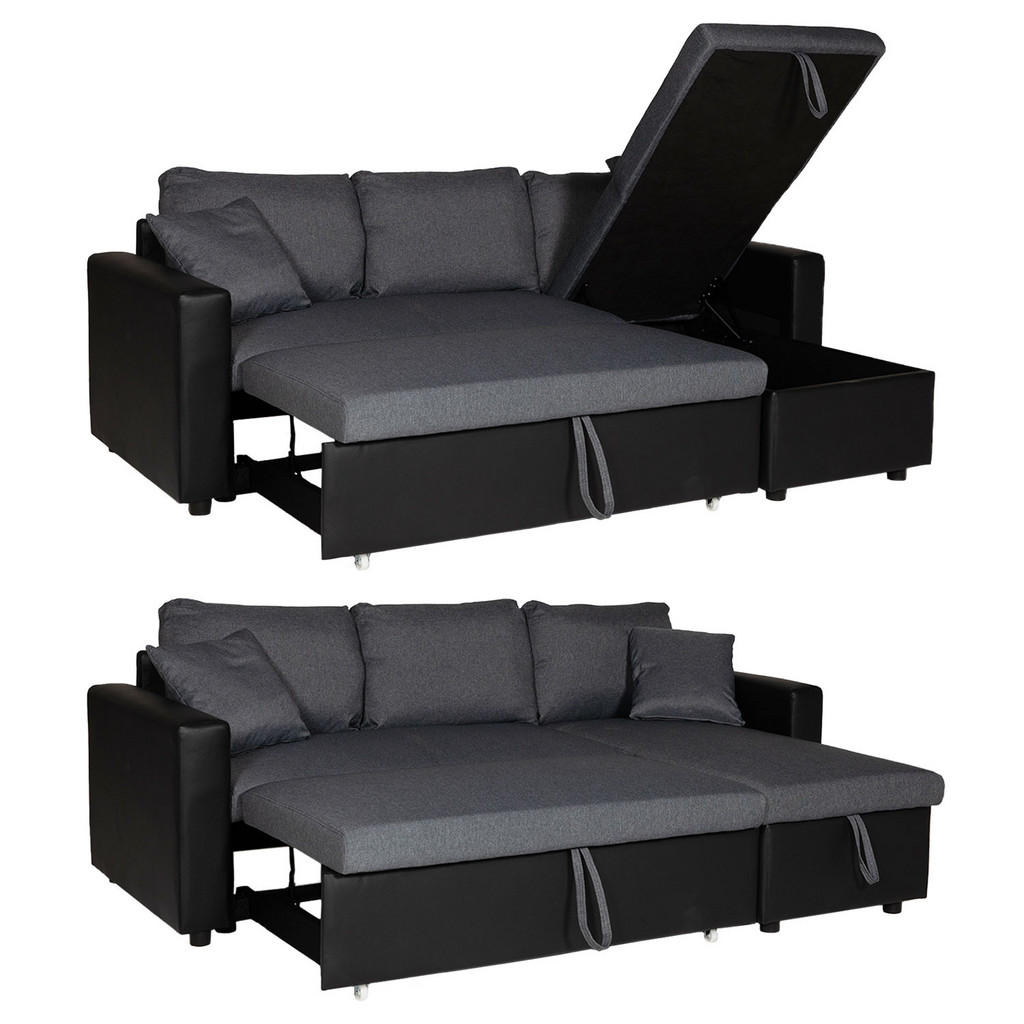 Thumbnail - Happy Garden Ecksofa, Schwarz, Kunststoff, 225x146 cm, Wohnzimmer, Sofas & Couches, Wohnlandschaften, Ecksofas