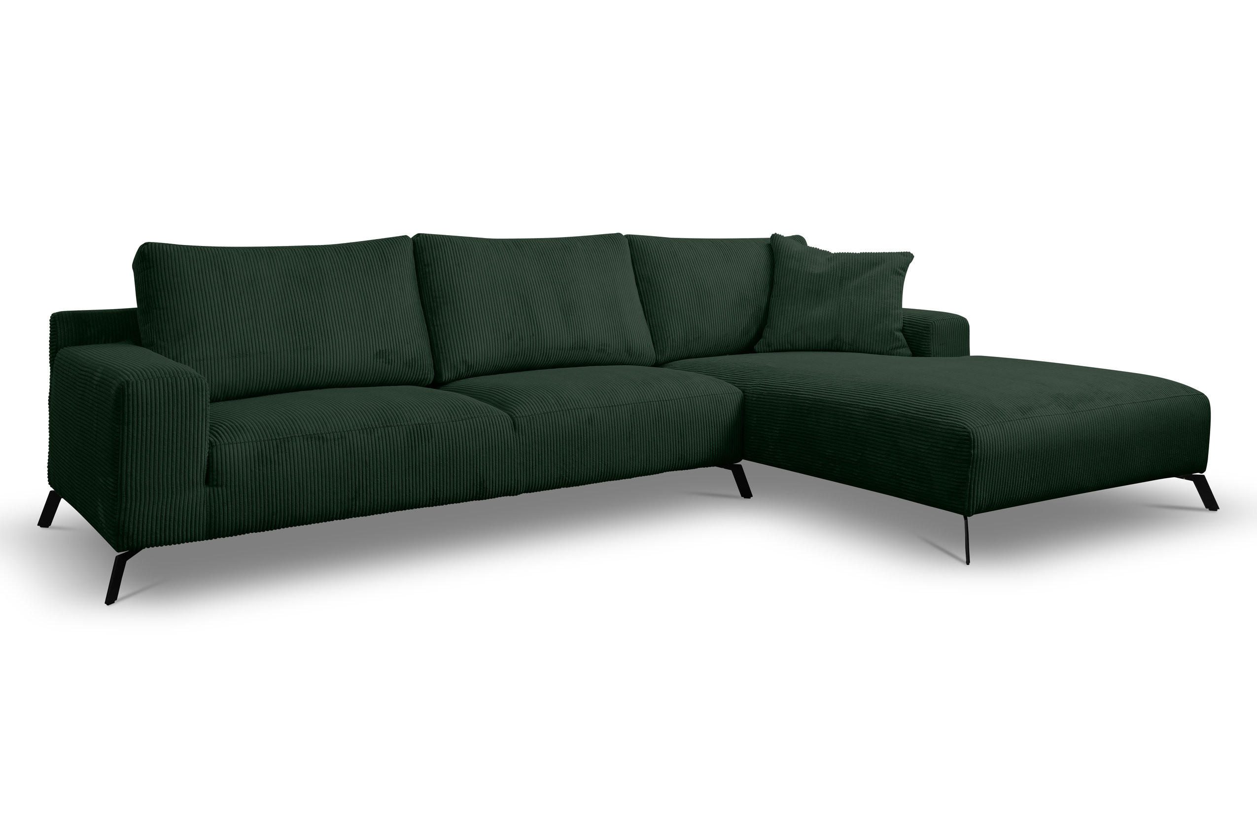 ECKSOFA Aspen in L-Form, Coach Farbe: Grün, Cordstoff, Ottomane Rechts - Grün, Textil (312/187cm) - VENASI MÖBEL