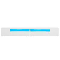 LOWBOARD TV-Schrank mit LED-Beleuchtung und hellem Panel modernes Design Weiß - Weiß, Holzwerkstoff/Metall (240/35/39cm) - EVRYAE
