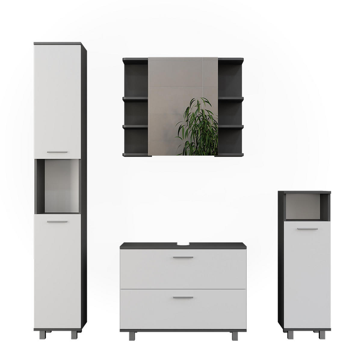 KOUPELNOVÝ NÁBYTEK Ilias Antracitová/bílá - bílá/antracitová, kompozitní dřevo (80.2/60.8/33cm) - Vicco