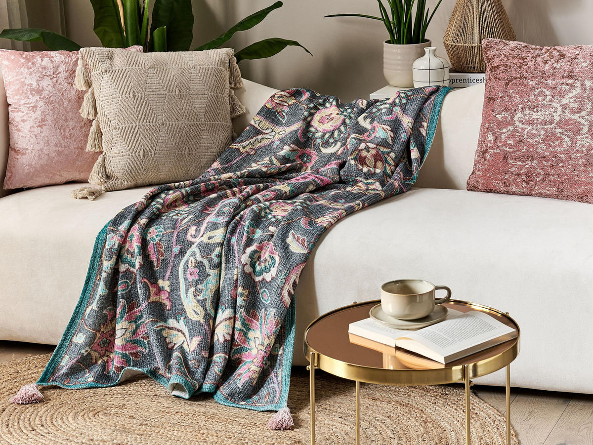 DECKE Bunt Dibrugarh 130/180 cm - Multicolor, Naturmaterialien/Textil (130/180cm) - Beliani