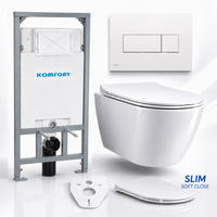 WC-SET ROLO Weiß, Slim-Sitz, Vorwandelement und Betätigungsplatte M370 Weiß - Weiß, Keramik (53/119.5/48.5cm) - bad land